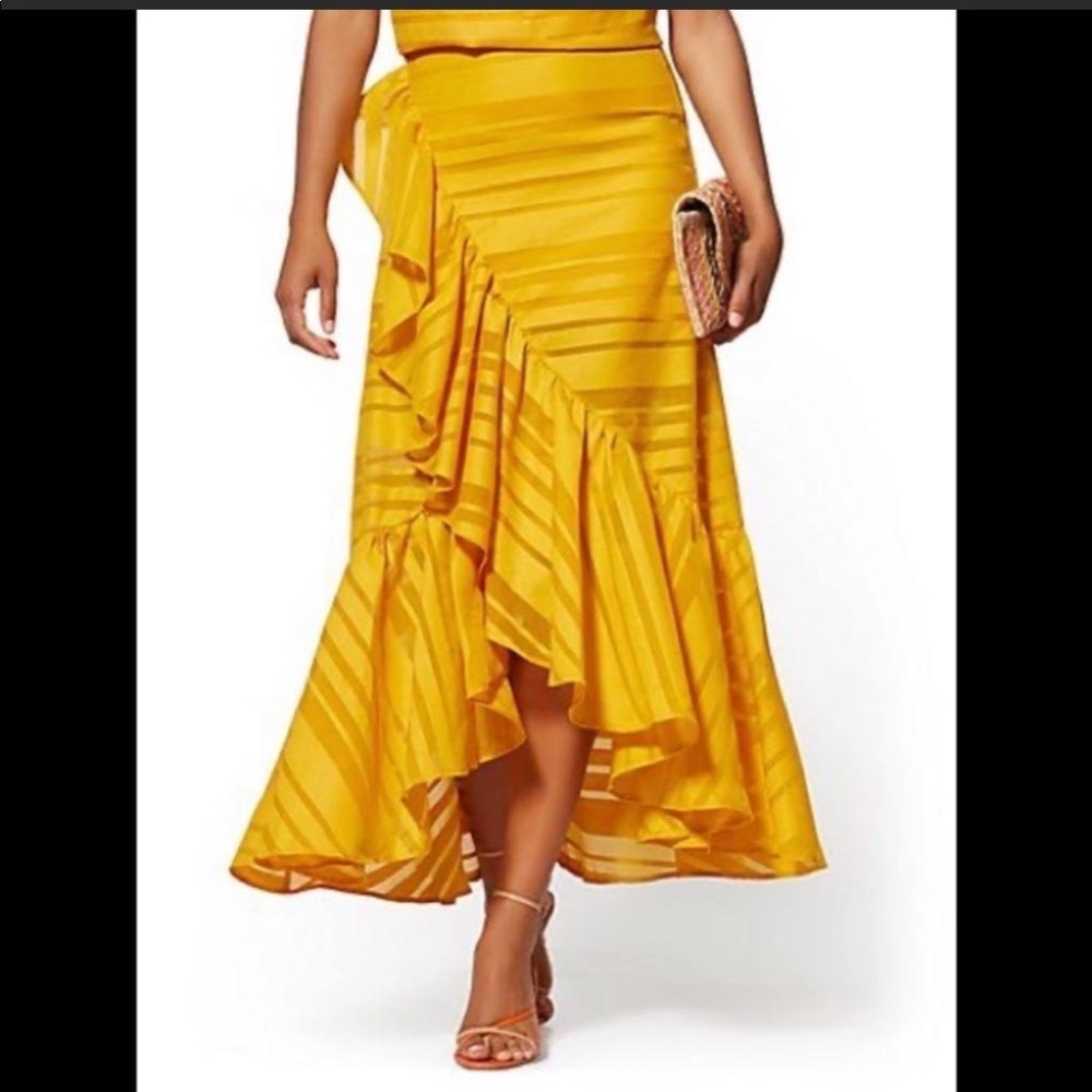Asymmetrical Ruffle Midi Skirt
